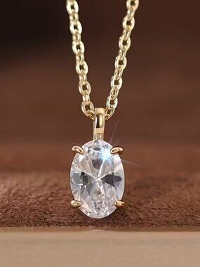 14K Gold Womens 1ct Solitaire Diamond Pendant Necklace 18" Ladies New Jewelry